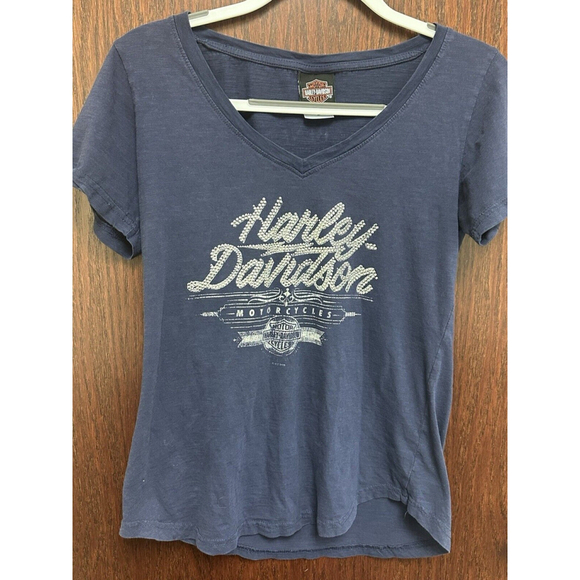Harley-Davidson Tops - Women’s Harley Davidson Motorcycle T Shirt Size Medium Bedazzle Blink Y2K Style